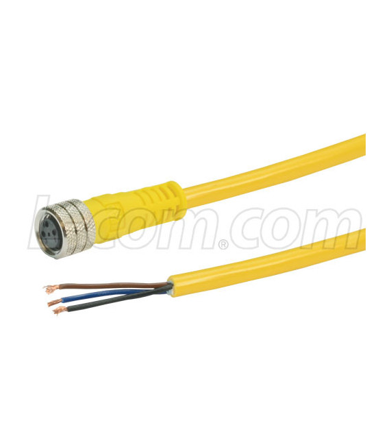Brad® Nano-Change® M8 Cable 3 Position IP68 rated Female to Pigtail 24AWG PVC YLW, 5.0m