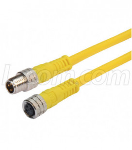 Brad® Nano-Change® M8 Cable 3 Position IP68 rated Male to Female 24AWG PVC YLW, 5.0m