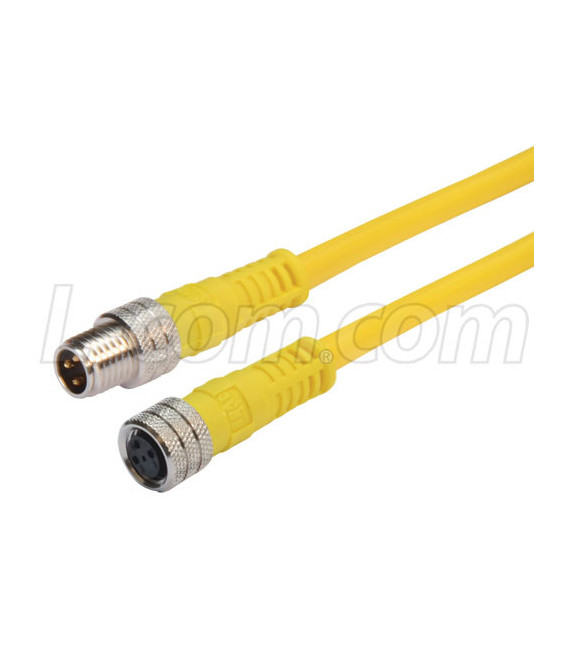 Brad® Nano-Change® M8 Cable 3 Position IP68 rated Male to Female 24AWG PVC YLW, 1.0m