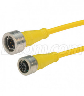Brad® Ultra-Lock® M12 Cable 4 pole A code IP69K rated Male to Female 22AWG PVC YLW, 1.0m