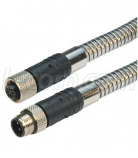 Category 5e M12 4 Position D code Armored Double Shielded Industrial Cable, M12 M / M12 F, 10.0m
