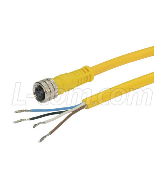 Brad® Nano-Change® M8 Cable 4 Position IP68 rated Female to Pigtail 24AWG PVC YLW, 1.0m