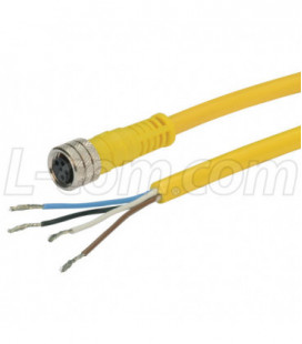 Brad® Nano-Change® M8 Cable 4 Position IP68 rated Female to Pigtail 24AWG PVC YLW, 1.0m