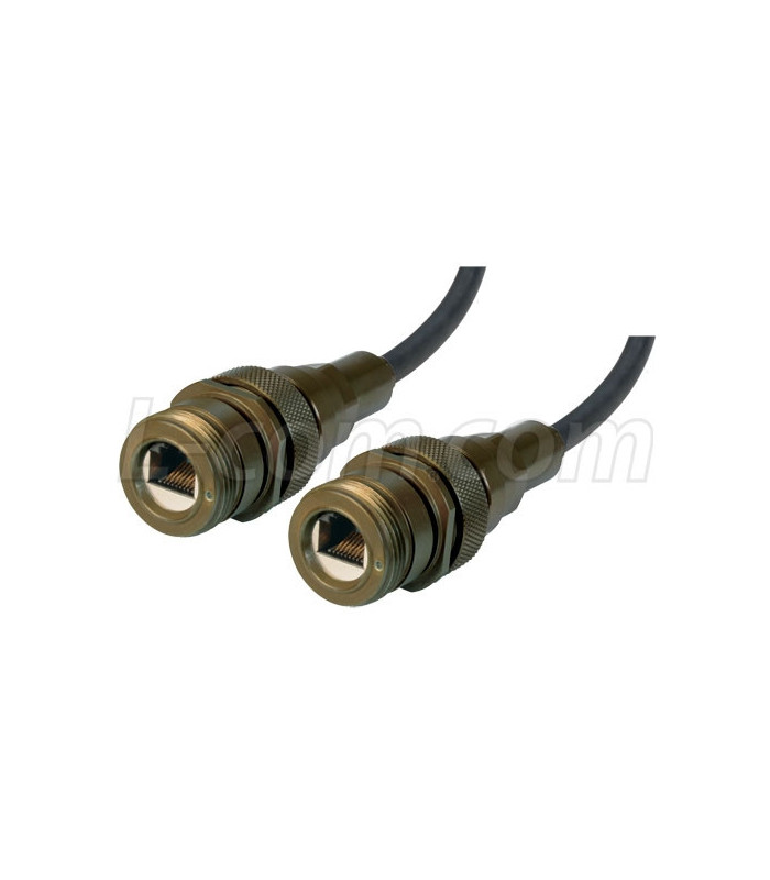 L-COM IP68 Cat5e Cable, Ruggedized RJ45, Jack to Jack, ZnNi Finish w/  FR-TPE Cable & Dust Caps, 5.0m TRD8RG3-05