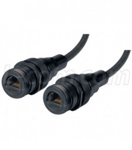 IP68 Ruggedized Cat5e Cable, RJ45, Jack to Jack, ANOD Finish w/ FR-TPE Cable & Dust Caps, 2.0m