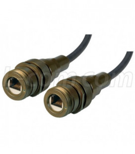 IP68 Cat5e Cable, Ruggedized RJ45, Jack to Jack, ZnNi Finish w/ FR-TPE Cable & Dust Caps, 2.0m