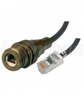 IP68 Cat5e Cable, Ruggedized ZnNi RJ45 Jack / Standard RJ45 Plug w/ FR-TPE Cable & DustCap, 5.0m