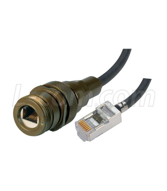 IP68 Ruggedized Cat5e Cable, ZnNi RJ45 Jack / Standard RJ45 Plug w/ FR-TPE Cable & DustCap, 3.0m