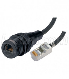 IP68 Ruggedized Cat5e Cable, ANOD RJ45 Jack / Standard RJ45 Plug w/ FR-TPE Cable & DustCap, 5.0m