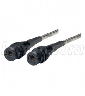 Armored IP68 Cat5e Cable, Ruggedized RJ45, Jack to Jack, ANOD w/ FR-TPE Cable & Dust Caps, 3.0m