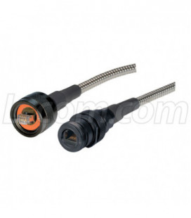 Armored IP68 C5e Cable, Ruggedized RJ45, Plug to Jack, ANOD w/ FR-TPE Cable & Dust Caps, 5.0m