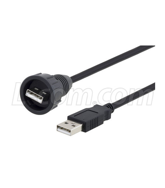 Waterproof USB Type A/A Cable Assembly 5M
