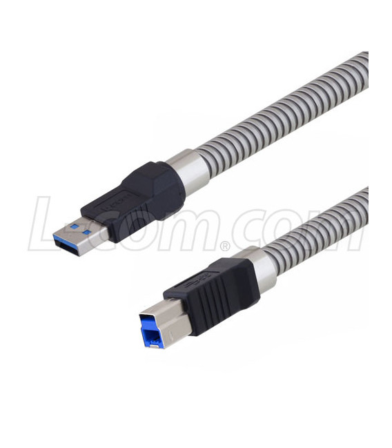 Metal Armored USB 3.0 Type A to Type B male 0.3M