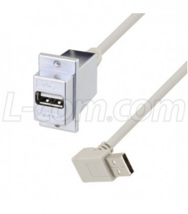 USB A Female Panel Mount to Type A Male 90 Degree Up 120"