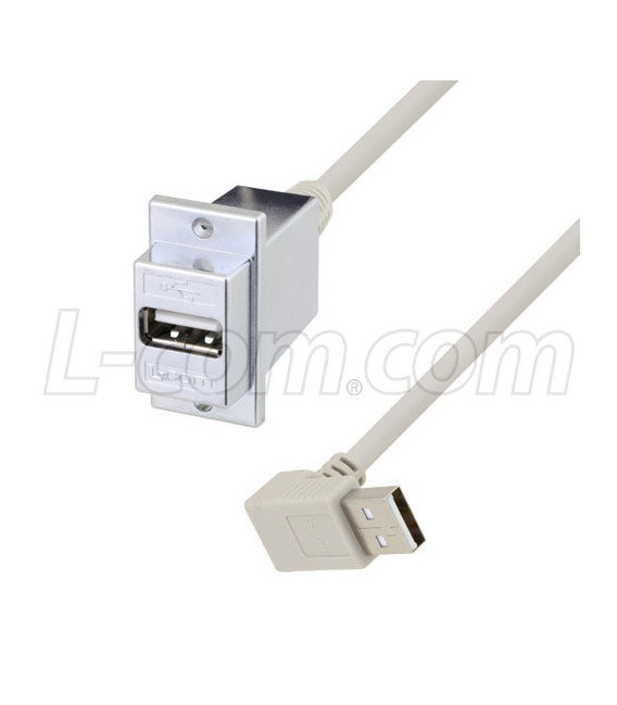 USB A Female Panel Mount to Type A Male 90 Degree Up 24"