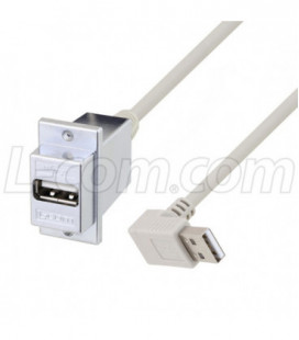 USB A Female Panel Mount to Type A Male 90 Degree Down 24"