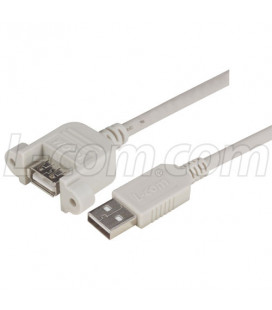USB Type A Coupler, Female Bulkhead/Type A Male, 3.0m