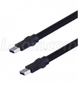 Plastic Armored USB Cable, Type A male to male 0.5M