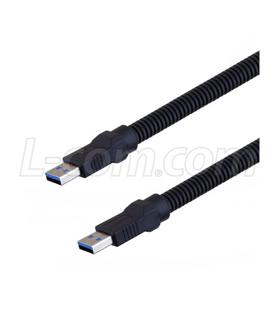 Plastic Armored USB Cable, Type A male to male 0.3M