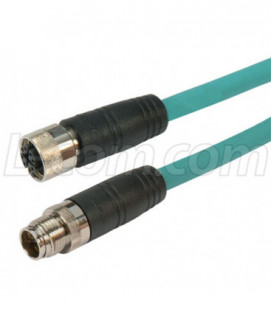 Category 6a M12 8 Position X code SF/UTP Industrial Cable, M12 M / M12 F, 1.0m