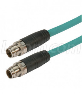 Category 6a M12 8 Position X code Double Shielded Industrial Cable, M12 M / M12 M, 5.0m