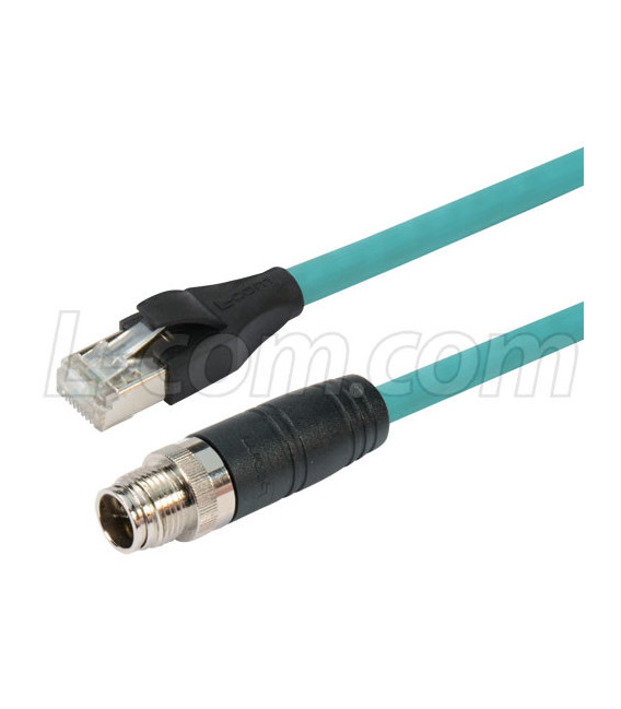 Category 6a M12 8 Position X code SF/UTP Industrial Cable, M12 M / RJ45, 10.0m