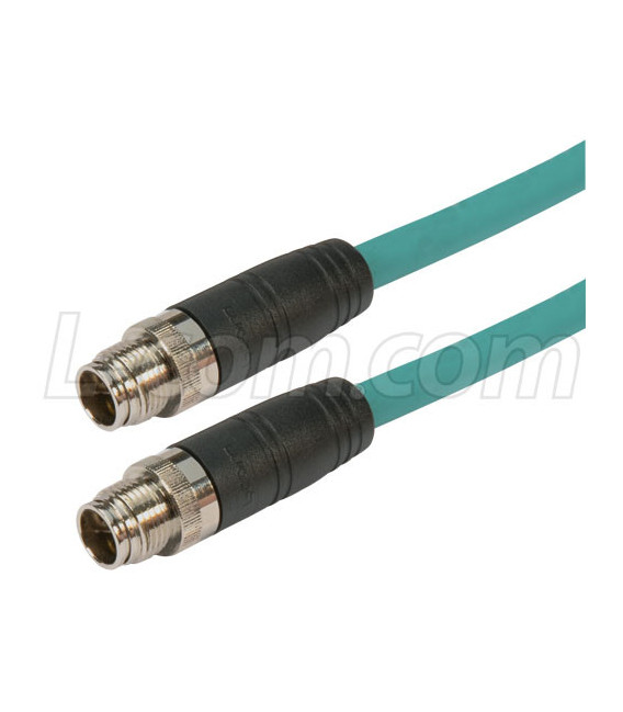 Category 6a M12 8 Position X code SF/UTP Industrial Cable, M12 M / M12 M, 3.0m