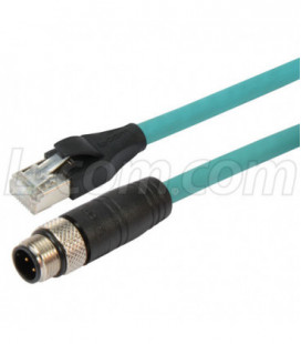 Category 5e M12 4 Position D code SF/UTP Industrial Cable, M12 M / RJ45, 5.0m