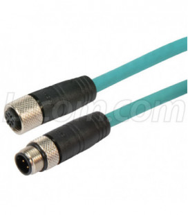 Category 5e M12 4 Position D code SF/UTP Industrial Cable, M12 M / M12 F, 1.0m