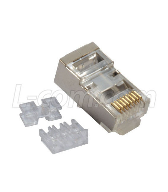 Shielded Category 6A RJ45 Plug (8x8) for 28AWG Conductors, Pkg/50