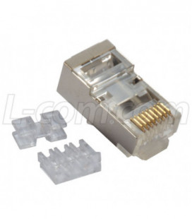 Shielded Category 6A RJ45 Plug (8x8) for 28AWG Conductors, Pkg/50