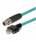 Category 6a M12 8 Position X code Double Shielded Industrial Cable, M12 M / GigE, 10.0m