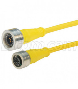 Brad® Ultra-Lock® M12 Cable 5 position A code IP69K rated Male to Female 22AWG PVC YLW, 2.0m
