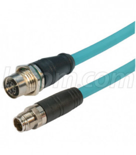 Category 6a M12 8 Position X code SF/UTP Industrial Cable, M12 M / M12 F Panel Mount, 1.0m