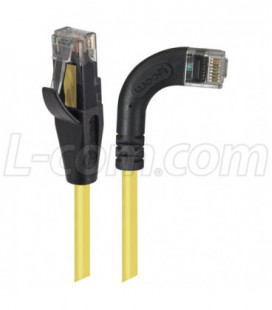 Category 5E Right Angle Patch Cable, Straight/ Right Angle Right Exit, Yellow, 7.0 ft