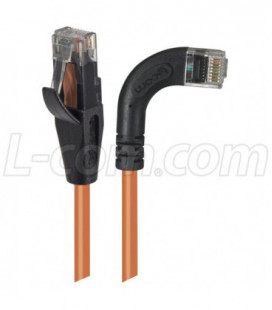 Category 5E Right Angle Patch Cable, Straight/ Right Angle Right Exit, Orange, 2.0 ft