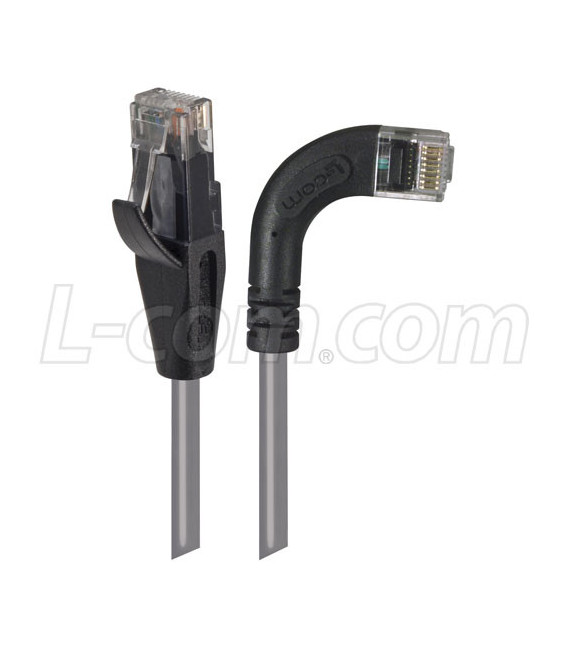 Category 5E Right Angle Patch Cable, Straight/ Right Angle Right Exit, Gray, 2.0 ft