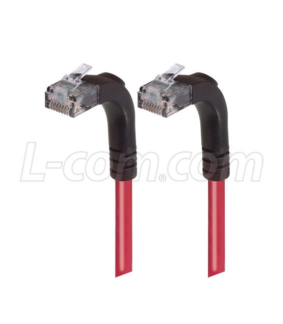 Category 5E Right Angle Patch Cable, Right Angle Up/Right Angle Up, Red 1.0 ft