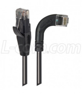 Category 5E Right Angle Patch Cable, Straight/ Right Angle Right Exit, Black 1.0 ft