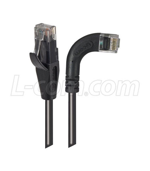 Category 5E Right Angle Patch Cable, Straight/ Right Angle Right Exit, Black, 2.0 ft