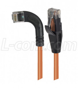Category 5E Right Angle Patch Cable, Straight/ Right Angle Left Exit, Orange, 15.0 ft