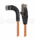 Category 5E Right Angle Patch Cable, Straight/ Right Angle Left Exit, Orange, 7.0 ft