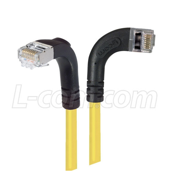 Category 5E Shielded Right Angle Patch Cable, Right Angle Right/Right Angle Down, Yellow 1.0 ft