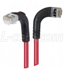 Category 5E Shielded Right Angle Patch Cable, Right Angle Right/Right Angle Down, Red 7.0 ft