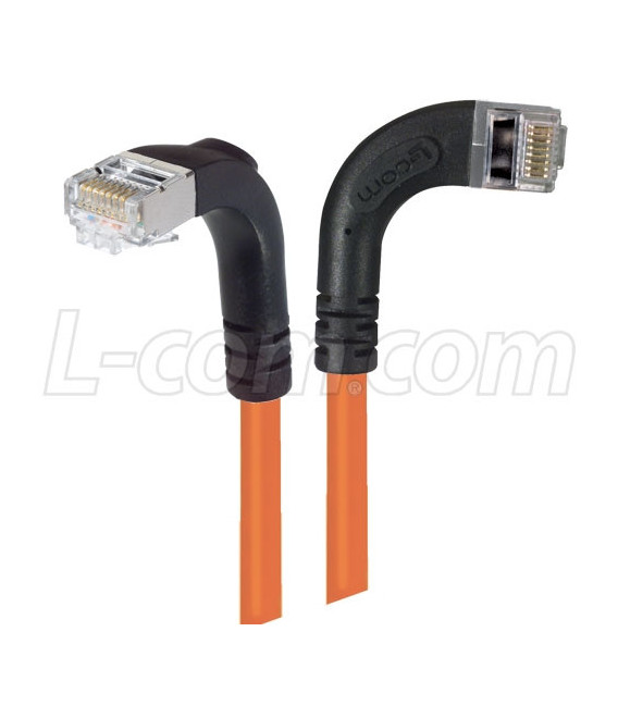 Category 5E Shielded Right Angle Patch Cable, Right Angle Right/Right Angle Down, Orange 7.0 ft