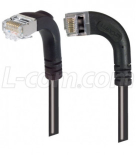 Category 5E Shielded Right Angle Patch Cable, Right Angle Left/Right Angle Down, Black 1.0 ft