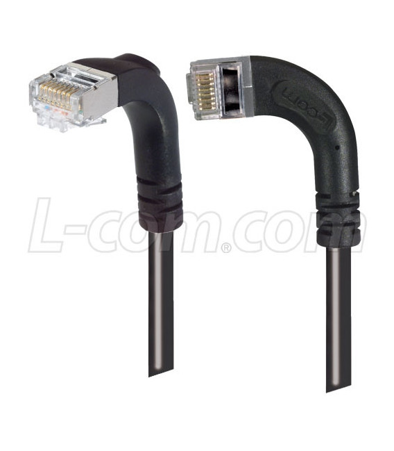 Category 5E Shielded Right Angle Patch Cable, Right Angle Left/Right Angle Down, Black 15.0 ft
