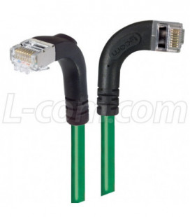 Category 5E Shielded Right Angle Patch Cable, Right Angle Right/Right Angle Down, Green 25.0 ft