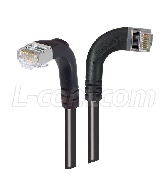 Category 5E Shielded Right Angle Patch Cable, Right Angle Right/Right Angle Down, Black 20.0 ft