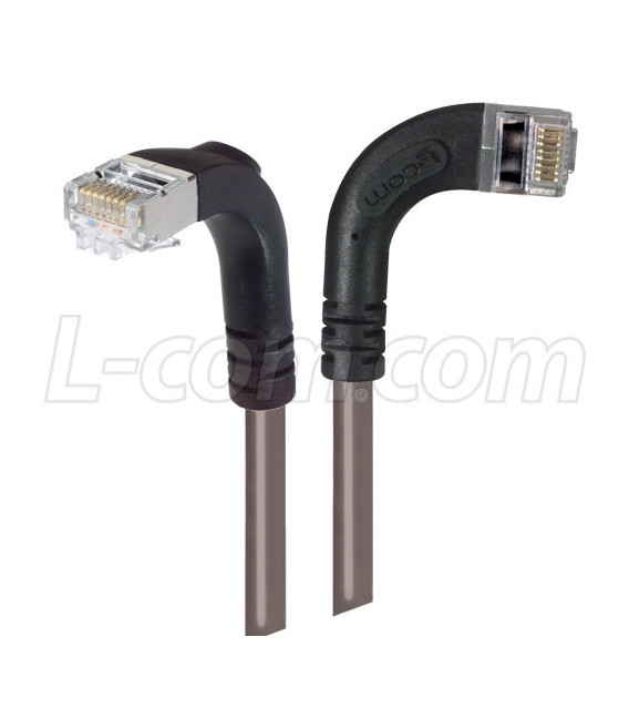 Category 5E Shielded Right Angle Patch Cable, Right Angle Right/Right Angle Down, Gray 1.0 ft